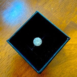 Solid 14k white gold ladies solitaire engagement ring with lab-made diamond